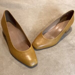 Madewell The Raquel Leather Square Toe Pump, Camel Color, US Size 8, UK 6, EU 39